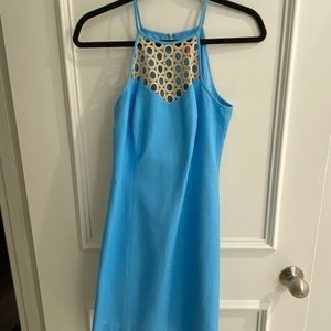 Lilly Pulitzer blue and gold mini dress